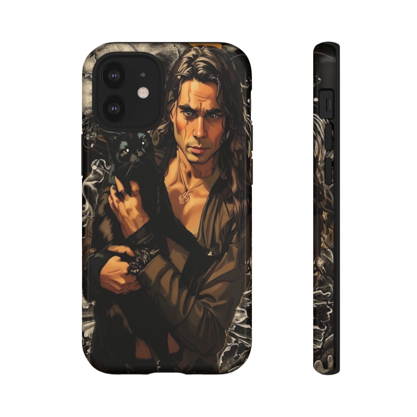 Black Cat Goth Man Tough Phone Case