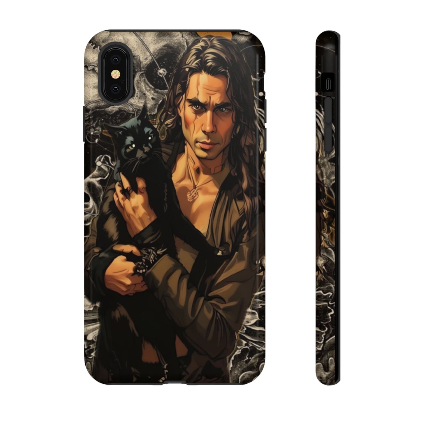 Black Cat Goth Man Tough Phone Case