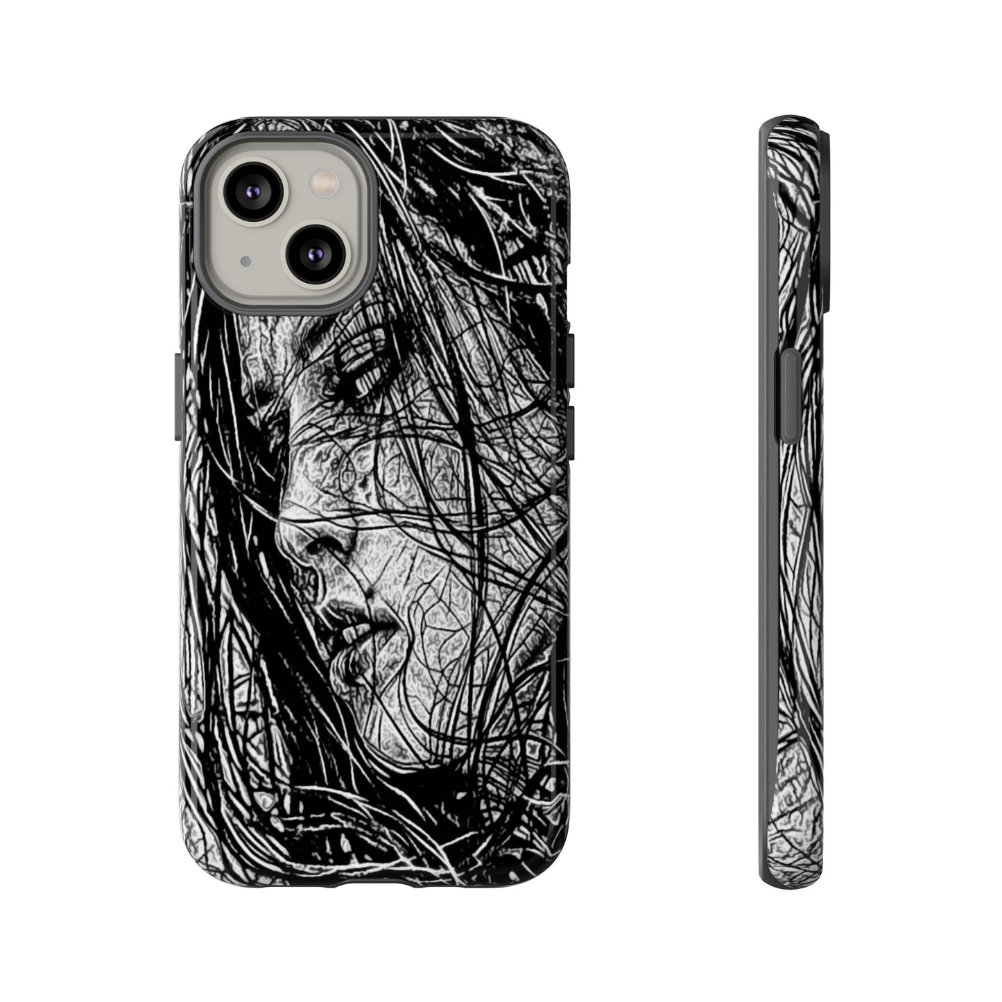 Long Haired Goth Girl Tough Phone Case