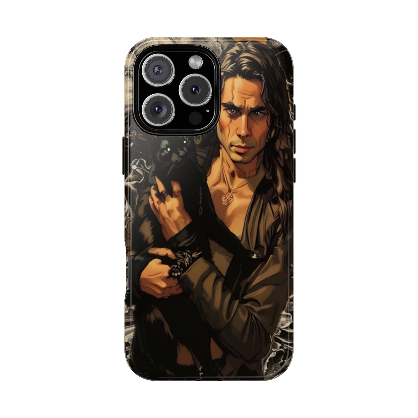 Black Cat Goth Man Tough Phone Case