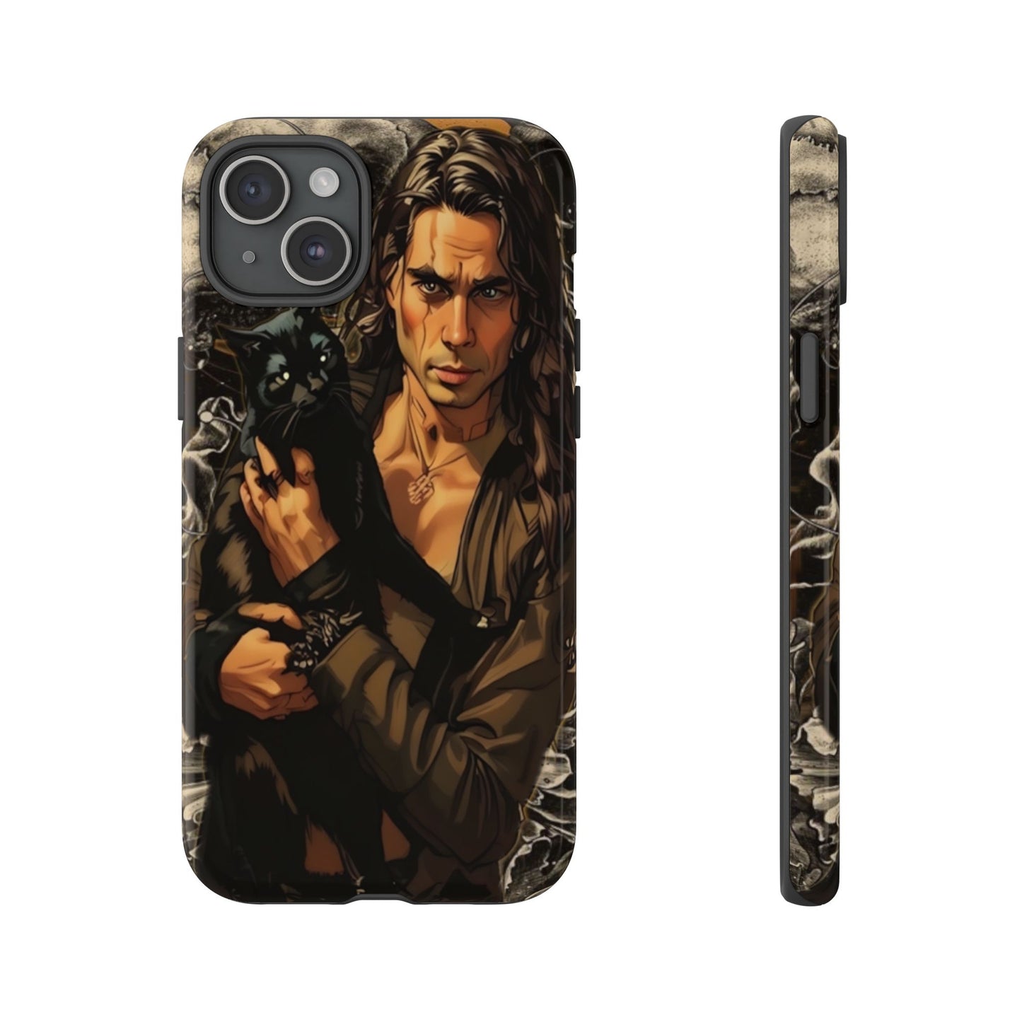 Black Cat Goth Man Tough Phone Case