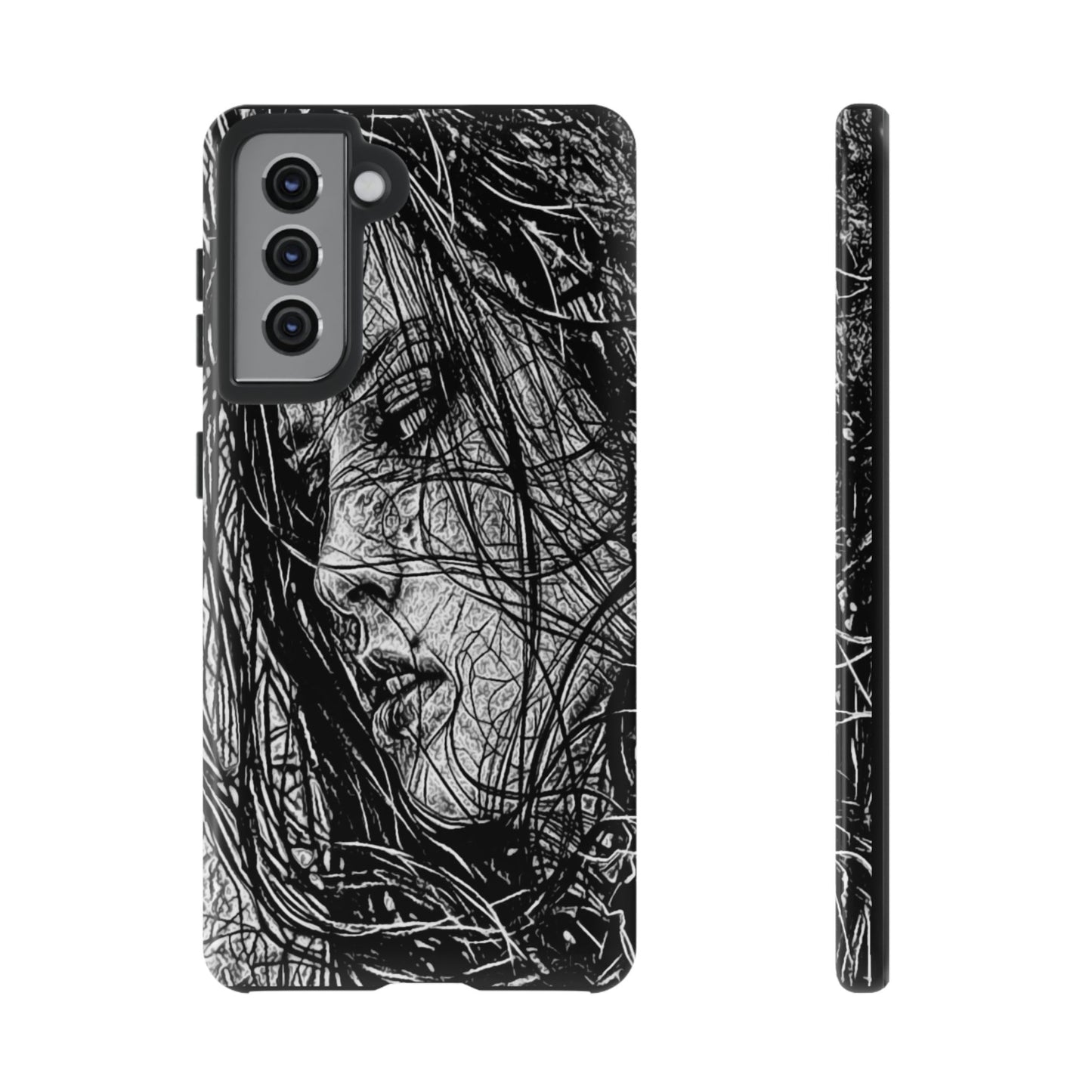 Long Haired Goth Girl Tough Phone Case