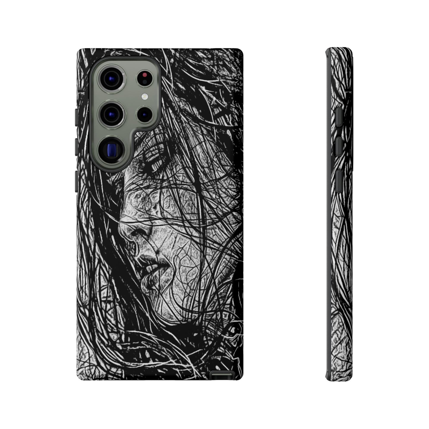 Long Haired Goth Girl Tough Phone Case