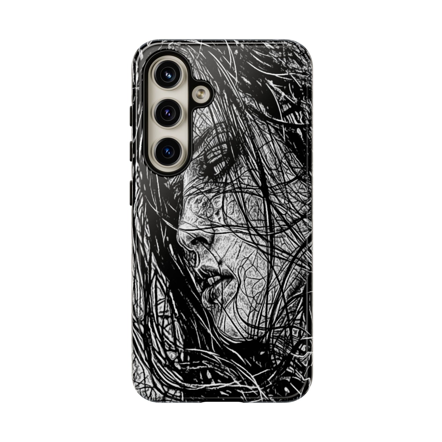 Long Haired Goth Girl Tough Phone Case