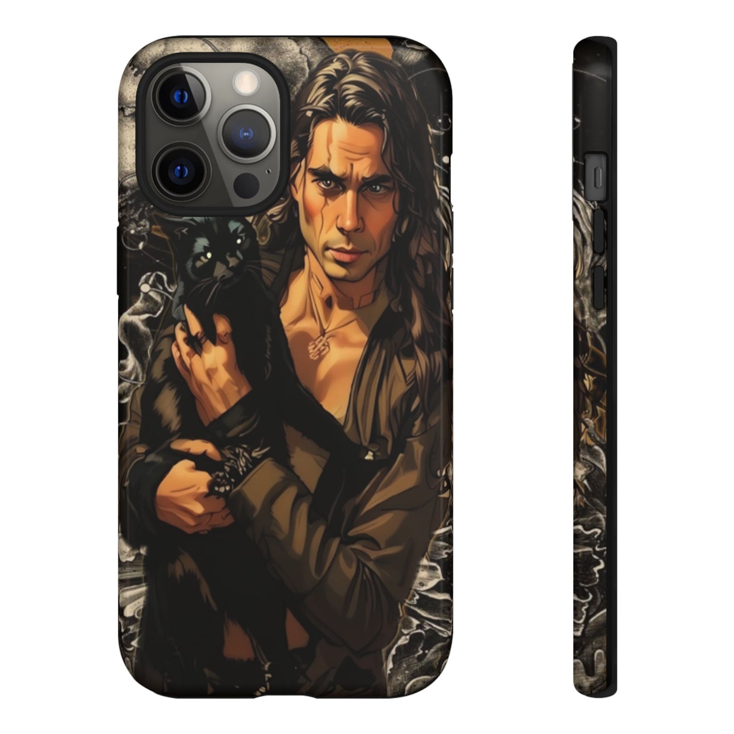 Black Cat Goth Man Tough Phone Case