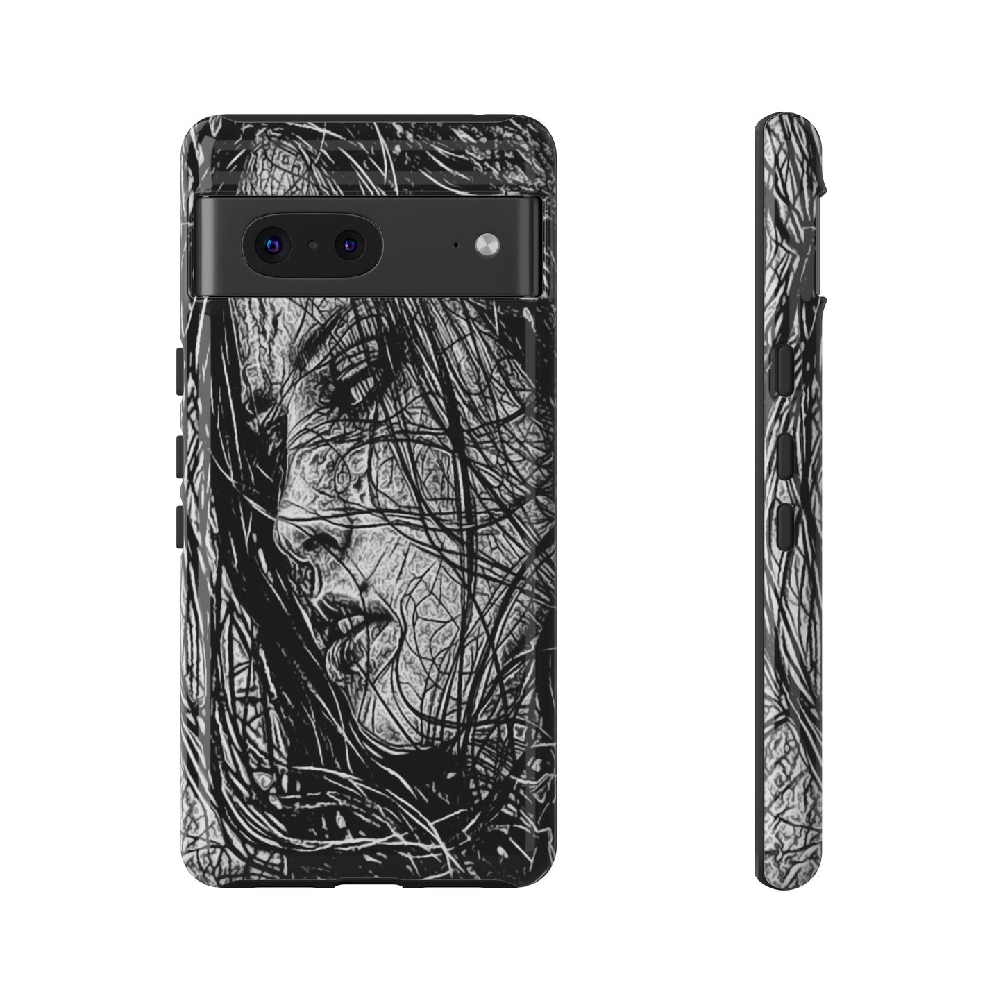 Long Haired Goth Girl Tough Phone Case