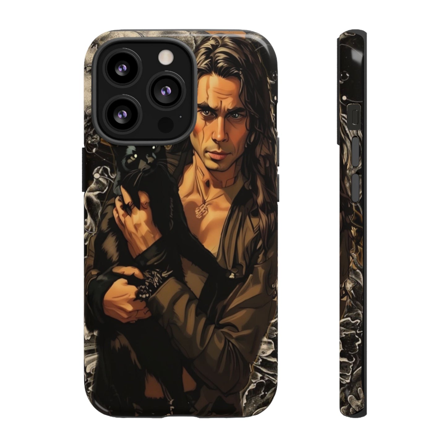 Black Cat Goth Man Tough Phone Case