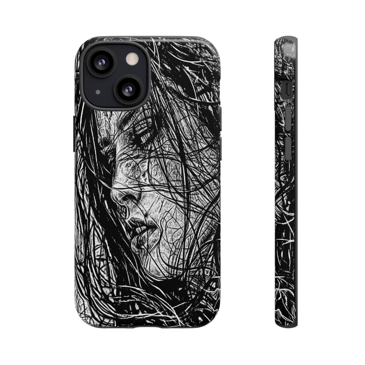 Long Haired Goth Girl Tough Phone Case