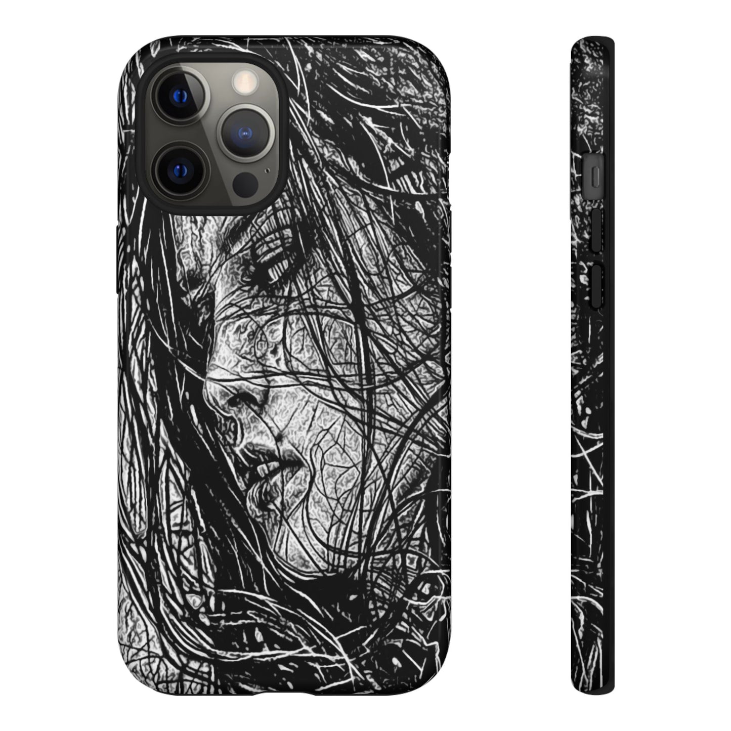 Long Haired Goth Girl Tough Phone Case