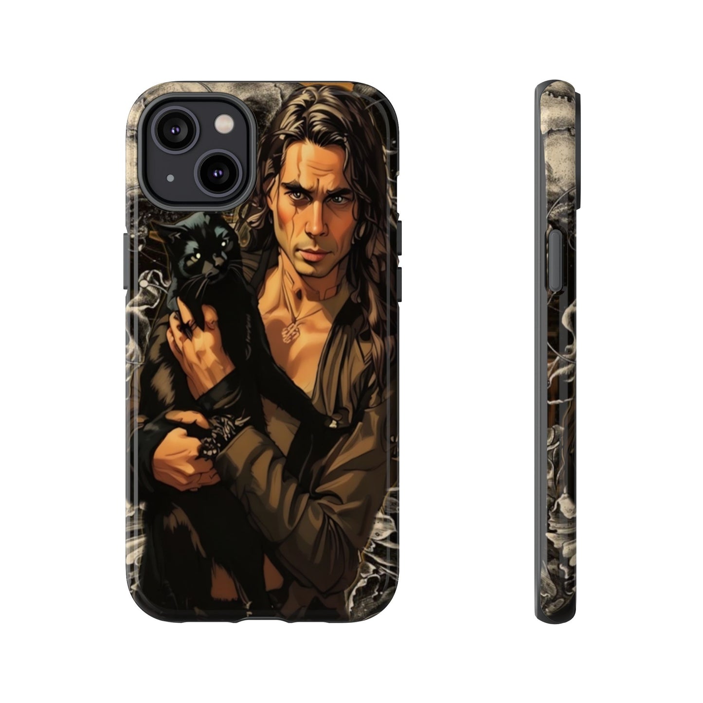 Black Cat Goth Man Tough Phone Case