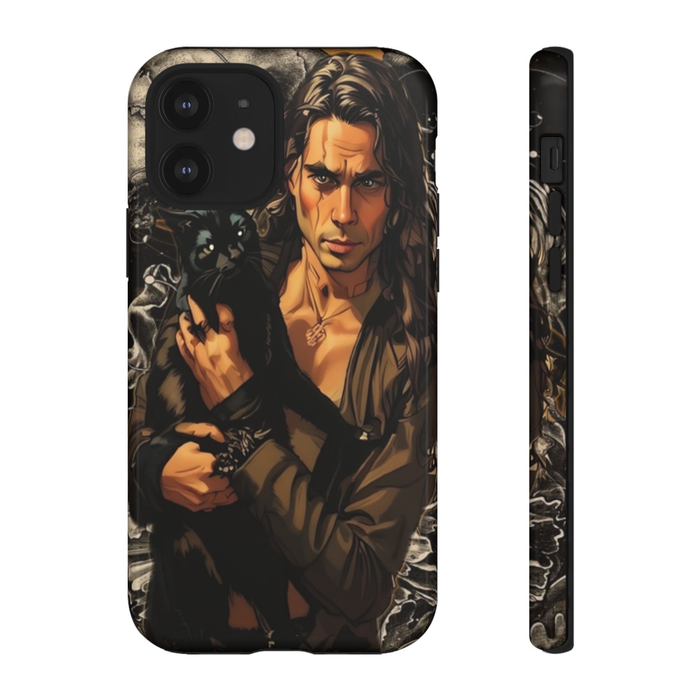 Black Cat Goth Man Tough Phone Case