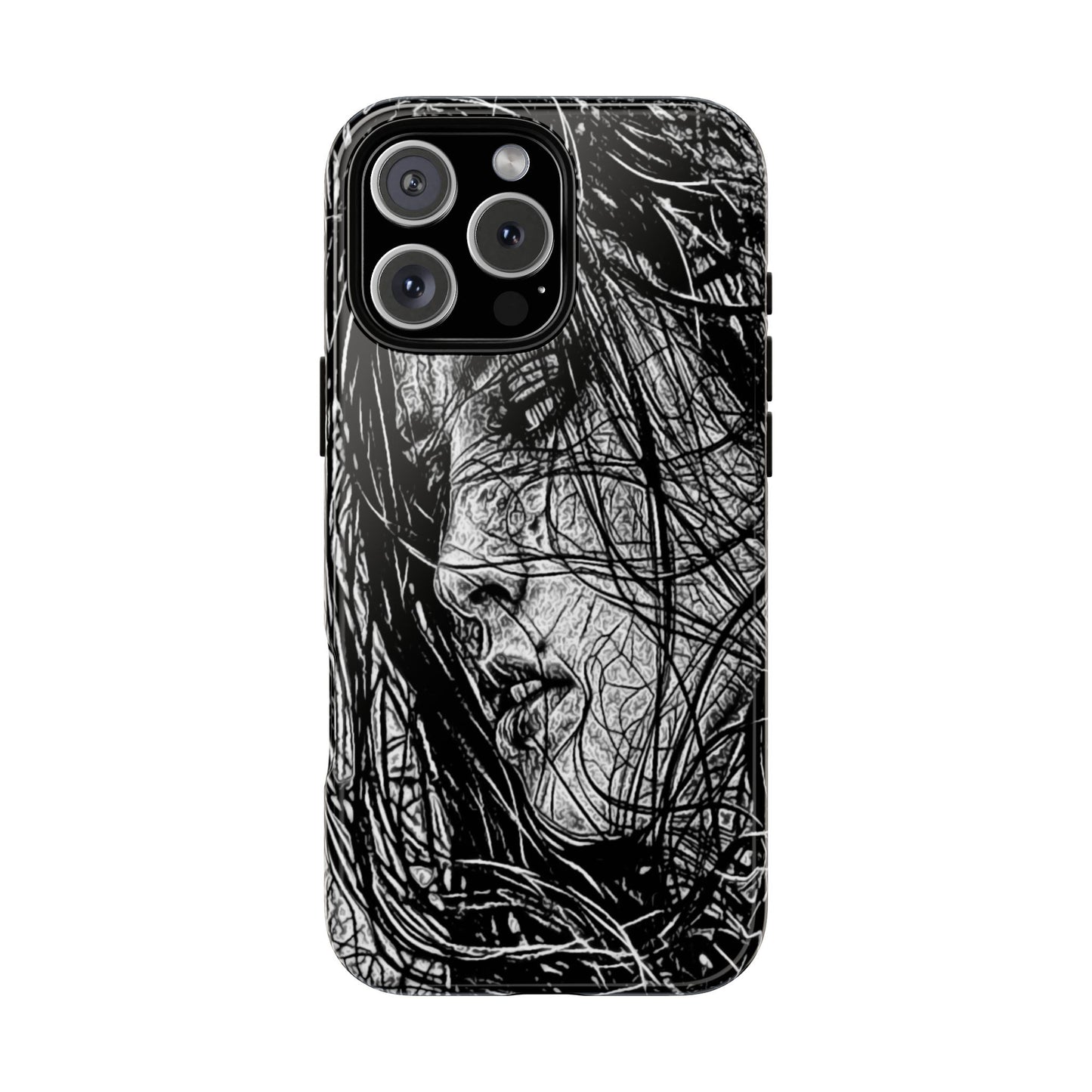 Long Haired Goth Girl Tough Phone Case