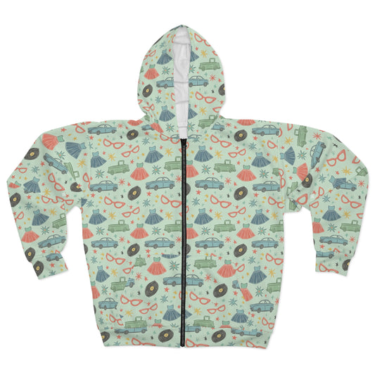 50s Beach Fun Zip Hoodie
