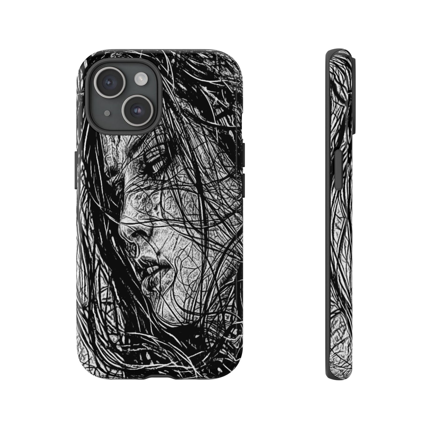 Long Haired Goth Girl Tough Phone Case