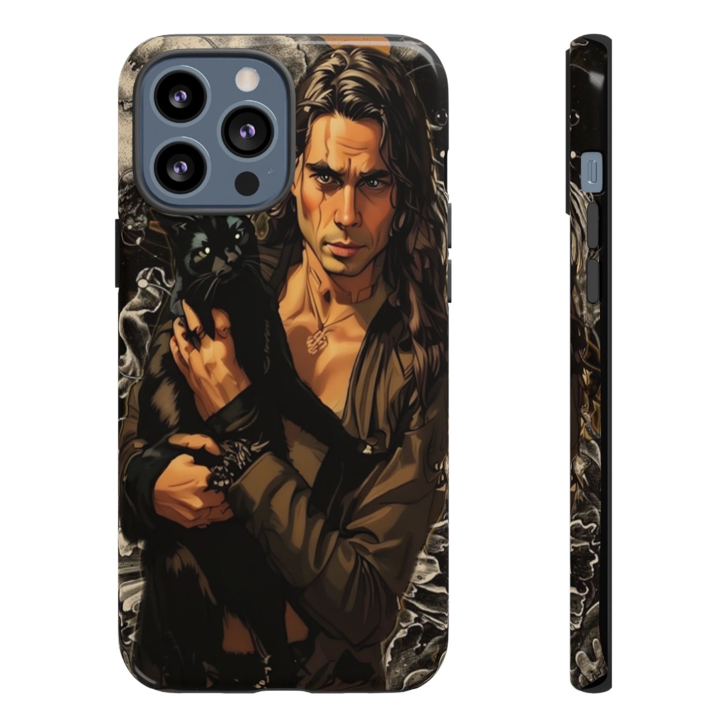 Black Cat Goth Man Tough Phone Case