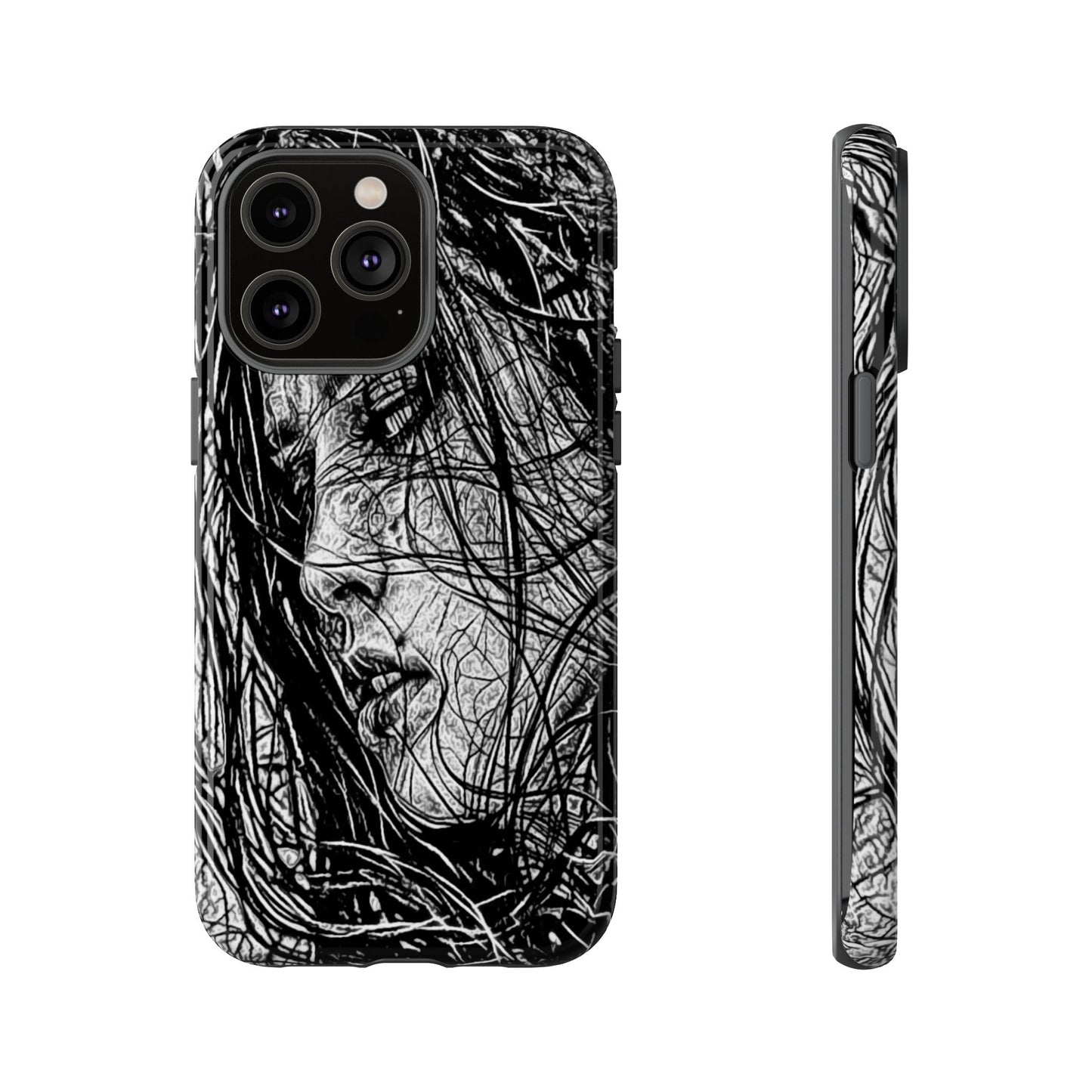 Long Haired Goth Girl Tough Phone Case