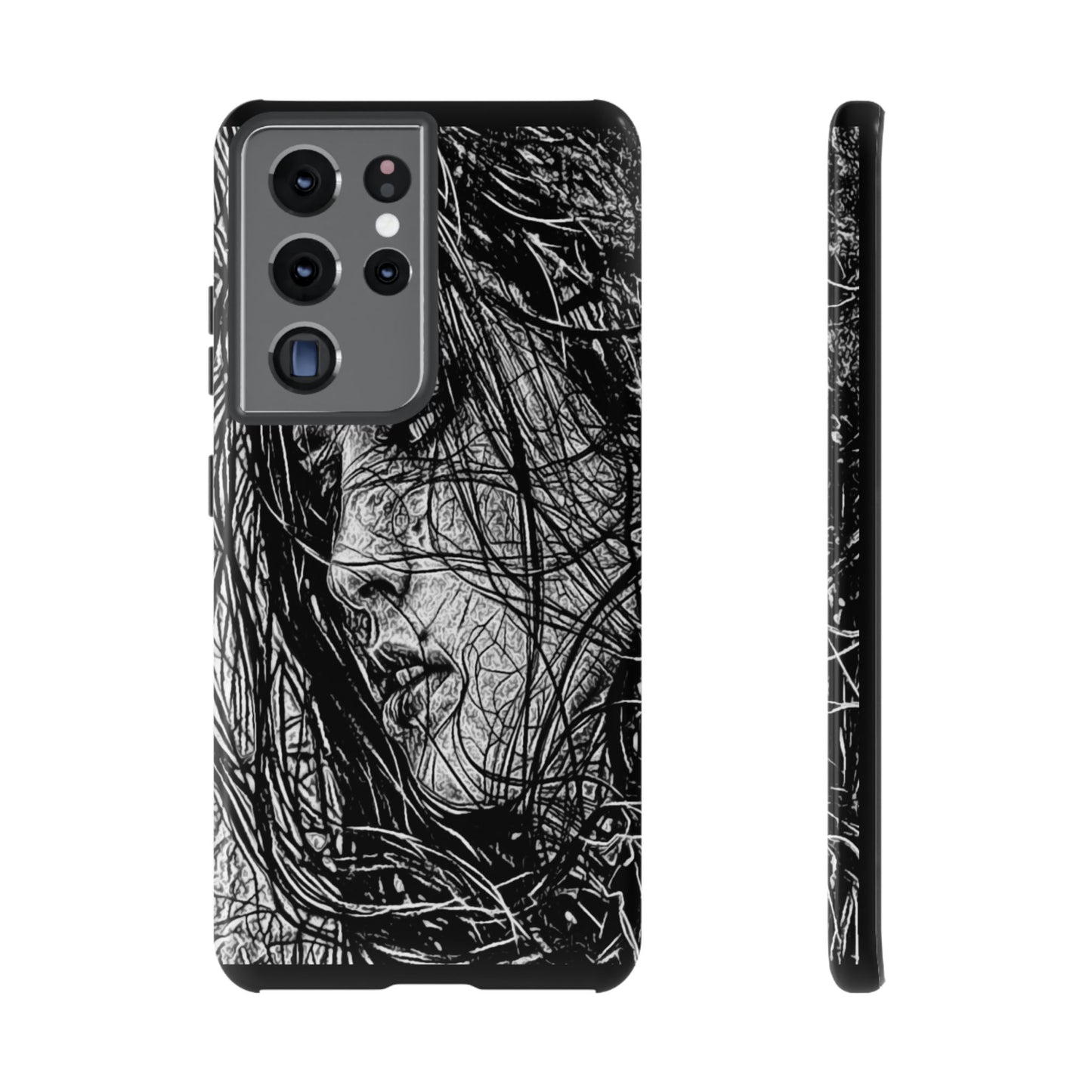 Long Haired Goth Girl Tough Phone Case