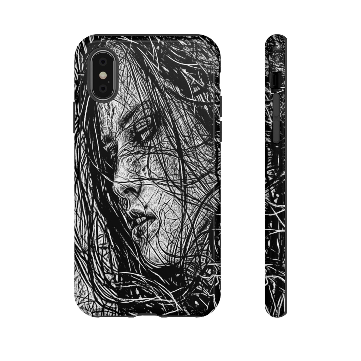 Long Haired Goth Girl Tough Phone Case