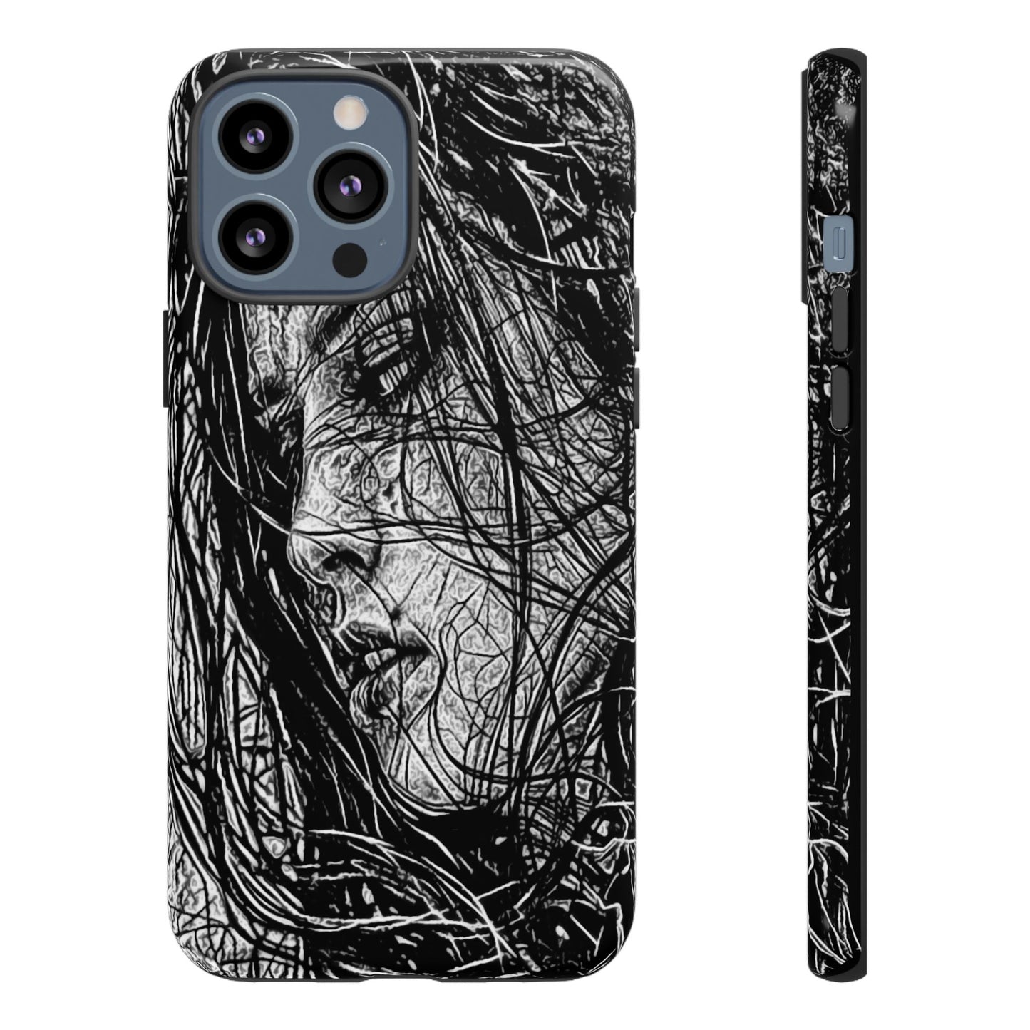 Long Haired Goth Girl Tough Phone Case