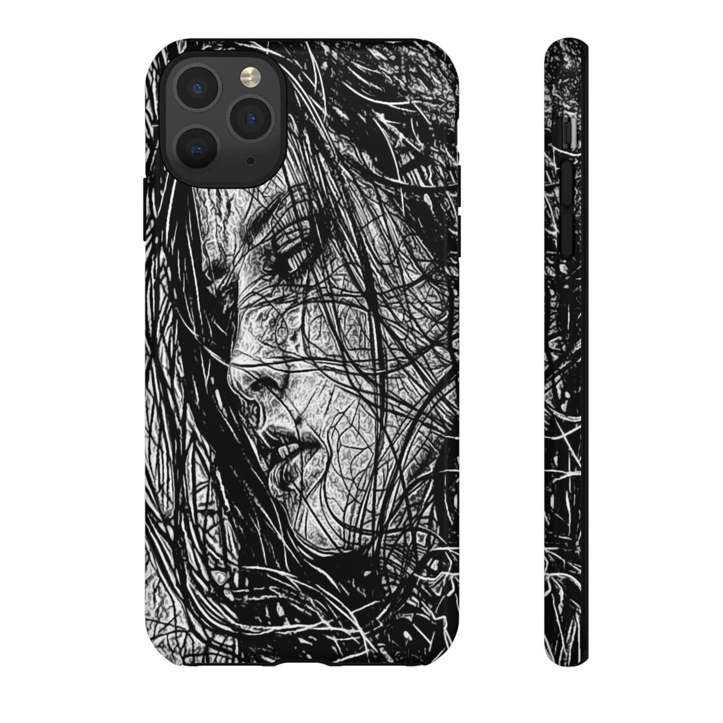 Long Haired Goth Girl Tough Phone Case