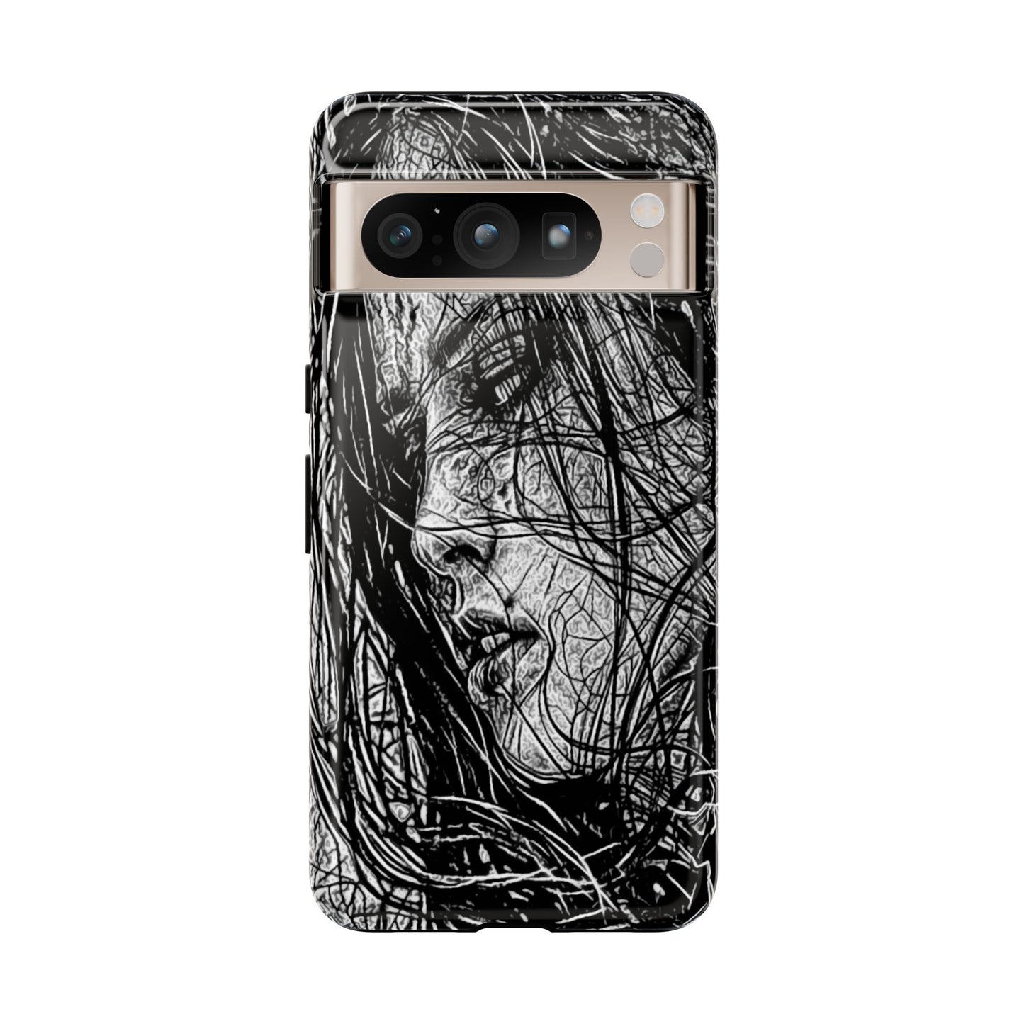 Long Haired Goth Girl Tough Phone Case